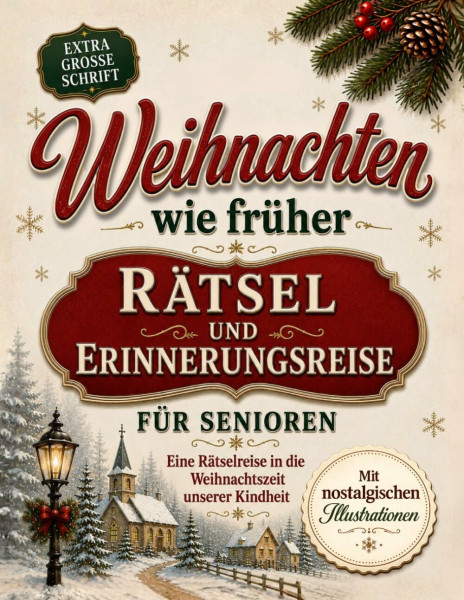 Weihnachten wie früher – Rätsel- und Erinnerungsreise für Senioren: Das besinnliche Nostalgie-Beschäftigungs- und Rätselbuch im Großdruck – Perfekt für die Adventszeit
