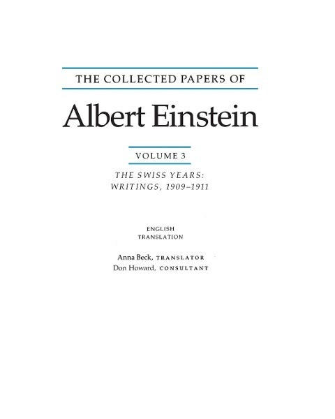 The Collected Papers of Albert Einstein, Volume 3 (English)