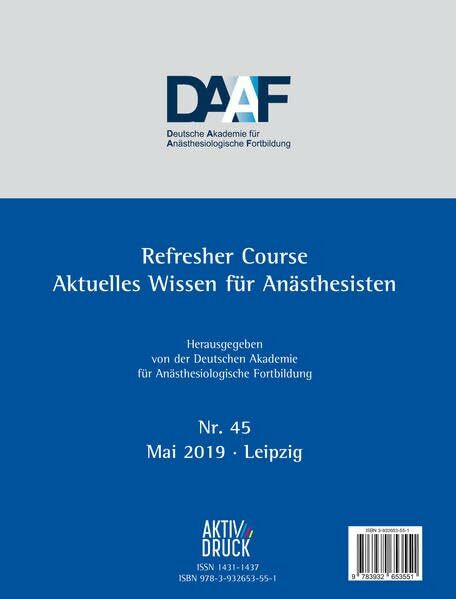 Refresher Course Nr. 45/2019: Aktuelles Wissen für Anästhesisten