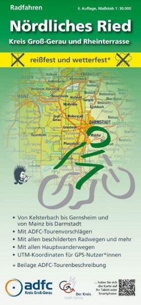 Radfahren - Nördliches Ried / Kreis Groß-Gerau und Rheinterrasse 1:30.000