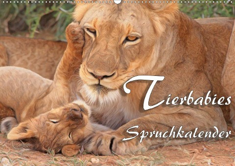 Tierbabies - Spruchkalender (Wandkalender 2021 DIN A2 quer)