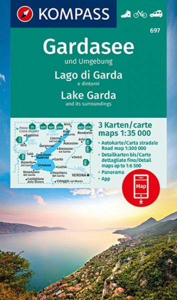KOMPASS Wanderkarte Gardasee und Umgebung - Lake Garda and its surroundings - Lago di Garda e dintorni 1:35 000