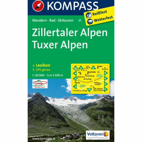 Zillertaler Alpen - Tuxer Alpen: Wanderkarte mit Aktiv Guide, Radwegen und Skitouren. GPS-genau. 1:50000 (KOMPASS Wanderkarte, Band 37)