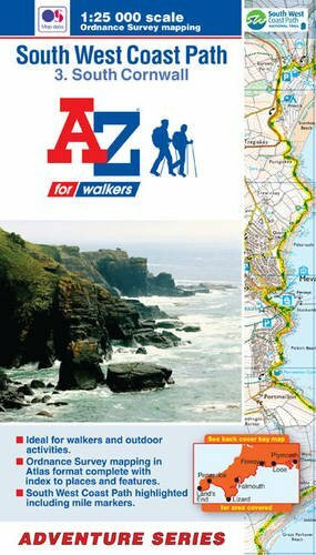 SW Coast Path South Cornwall Adventure Atlas: South Cornwall. With QR codes. Ideal for Walkers and outdoor activities. Ordney Survey mapping in Atlas ... to places and features (A-Z Adventure Atlas)
