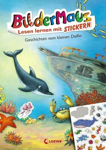 Bildermaus - Lesen lernen mit Stickern - Geschichten vom kleinen Delfin: Mit Bildern lesen lernen - Ideal für die Vorschule und Leseanfänger ab 5 Jahre