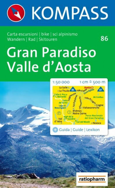 Gran Paradiso, Valle d' Aosta: Carta escursioni / bike / sci alpinismo. Wandern / Rad / Skitouren. 1:50.000