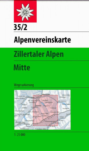 Zillertaler Alpen, Mitte: Topographische Karte 1:25.000 mit Wegmarkierungen (Alpenvereinskarten)