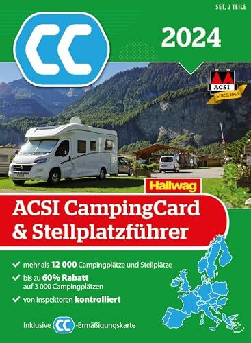 ACSI CampingCard & Stellplatzführer 2024: Bestehend aus 2 Bänden inkl. ACSI CampingCard Ermässigungskarte (Hallwag ACSI Campingführer)