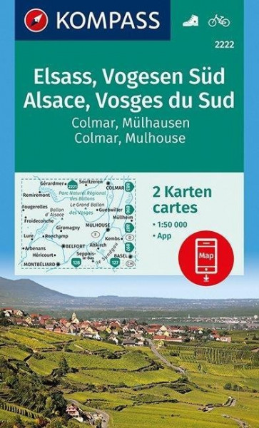 Elsass, Vogesen Süd, Alsace, Vosges du Sud, Colmar, Mülhausen, Mulhouse 1:50 000