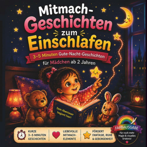 Mitmach-Geschichten zum Einschlafen 3–5 Minuten Gute Nacht-Geschichten für Mädchen ab 2 Jahren: Liebevolle Mitmach-Geschichten, die dein Kind sanft ... begleiten – perfekt für die Abendroutine