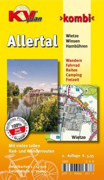Allertal (Winsen, Wietze, Hambühren), KVplan, Radkarte/Wanderkarte/Stadtplan, 1:30.000 / 1:12.500