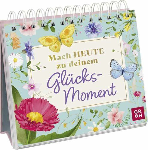 Mach heute zu deinem Glücksmoment: Dekorativer Mini-Spiralaufsteller für gute Laune im Alltag | Inspirierende Sprüche in floralem Design