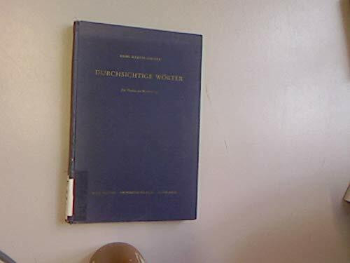 Durchsichtige Wörter. Zur Theorie der Wortbildung