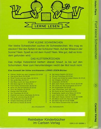 Fünf kleine Schweinchen. Druckschrift. ( Ab 6 J.)