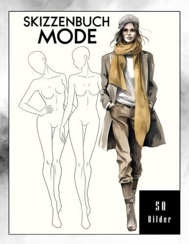 Mode Skizzenbuch mit weiblichen Silhouetten: Vorlagen für Modedesign, unterschiedliche Posen, zur Gestaltung deiner Modeentwürfe und Kreationen