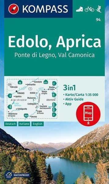 KOMPASS Wanderkarte Edolo, Aprica, Ponte di Legno, Val Camonica 1:35 000