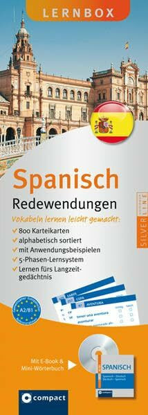 Spanisch Redewendungen Compact Lernbox: 800 Vokabel-Karteikarten, Mini-CD & Mini-Wörterbuch Spanisch. Mit 5-Phasen-Lernsystem. Niveau A1 / A2: ... auf Mini-CD & Mini-Wörterbuch. Niveau A2/B1