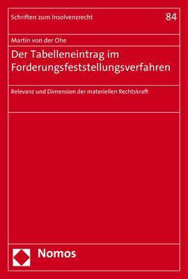 Der Tabelleneintrag im Forderungsfeststellungsverfahren