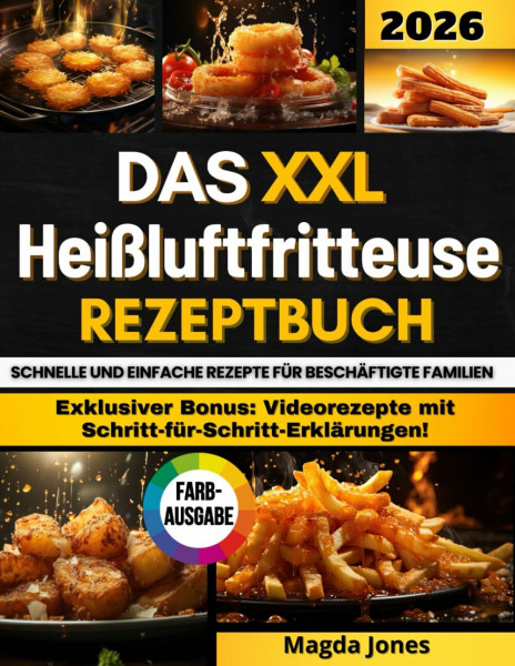 Das XXL Heißluftfritteuse Rezeptbuch: Vom Frühstück bis zum Dessert. Wie man mit dem Airfryer gesunde, schnelle und leckere Gerichte zubereitet. Alles illustriert mit schönen Farbfotos.