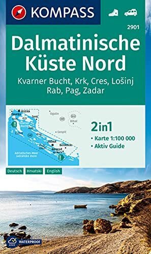 KOMPASS Wanderkarte 2901 Dalmatinische Küste Nord 1:100.000: 2in1 Wanderkarte0 mit Aktiv Guide.