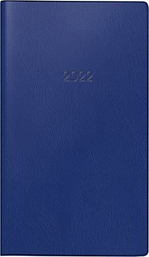 BRUNNEN 1075328302 Taschenkalender/Monats-Sichtkalender Modell 753, 2 Seiten = 1 Monat, 8,7 x 15,3 cm, Kunststoff-Einband dunkelblau, Kalendarium 2022