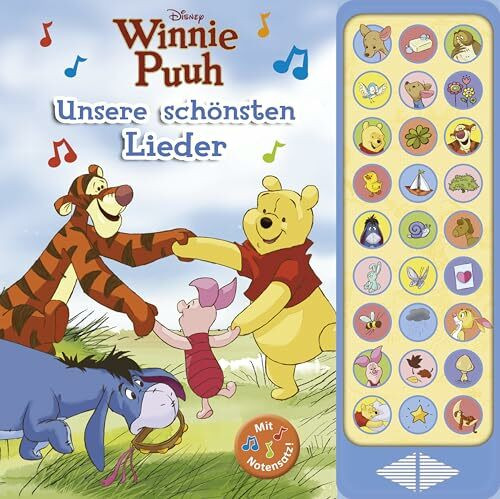 PI Kids 27-Button-Soundbuch - Winnie Puuh, Disney: Unsere schönsten Lieder - 27 bekannte Kinderlieder zum Mitsingen - Hardcover-Buch mit Noten - ... Mitsingen. 27-Button-Soundbuch. Mit Notensatz