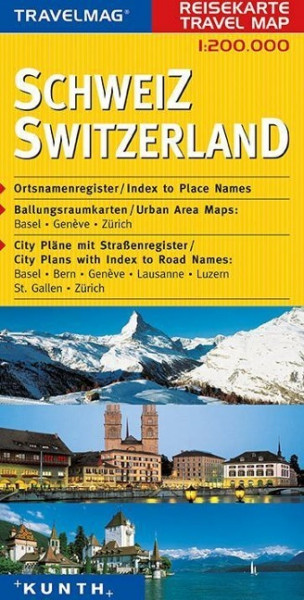 KUNTH Reisekarte Schweiz 1 : 200 000