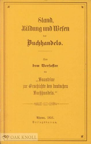 Stand, Bildung und Wesen des Buchhandels.