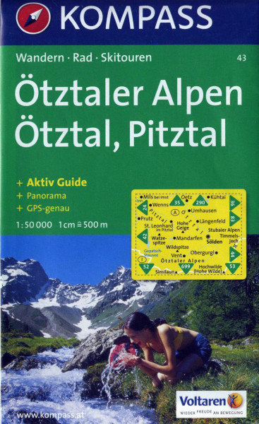 Ötztaler Alpen, Ötztal, Pitztal: Wander-, Rad- und Skitourenkarte. Mit Panorama. GPS-genau. 1:50.000