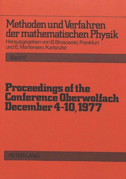 Proceedings of the Conference Oberwolfach: December 4-10, 1977