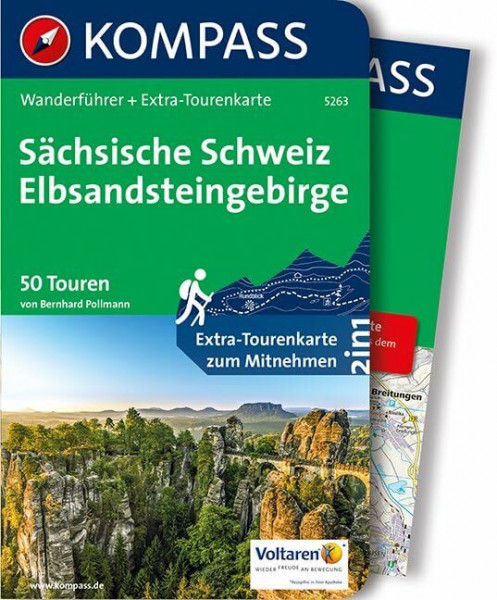 Sächsische Schweiz, Elbsandsteingebirge: Wanderführer mit Extra-Tourenkarte 1:35.000, 50 Touren, GPX-Daten zum Download (KOMPASS Wanderführer, Band 5263)