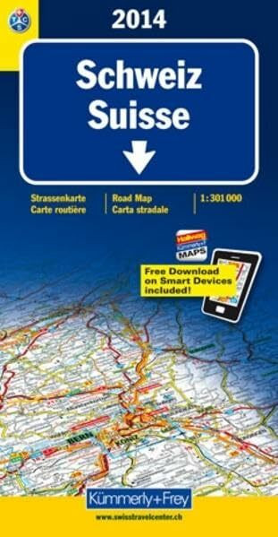 Schweiz TCS 2014: Strassenkarte, 1:301 000 Free Download on Smart Devices included (Kümmerly+Frey Strassenkarten)