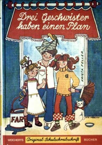 Drei Geschwister haben einen Plan: Schreibschrift