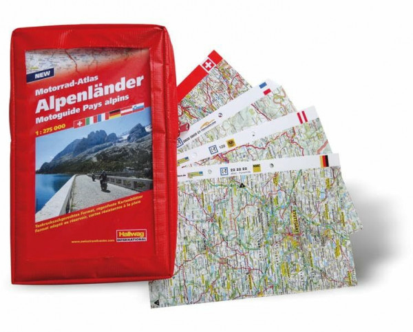 Alpenländer Motorrad-Atlas 1:275 000: Tankrucksackgerechtes Format, regenfeste Kartenblätter (Hallwag Führer)