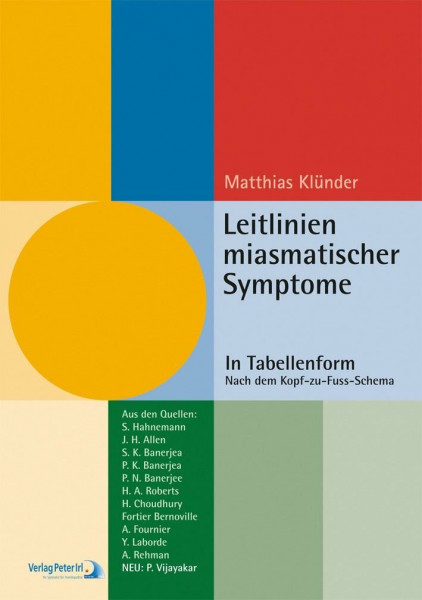 Leitlinien miasmatischer Symptome: In Tabellenform - Nach dem Kopf-zu-Fuss-Schema