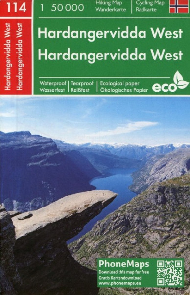 Hardangervidda West, Wander - Radkarte 1 : 50 000