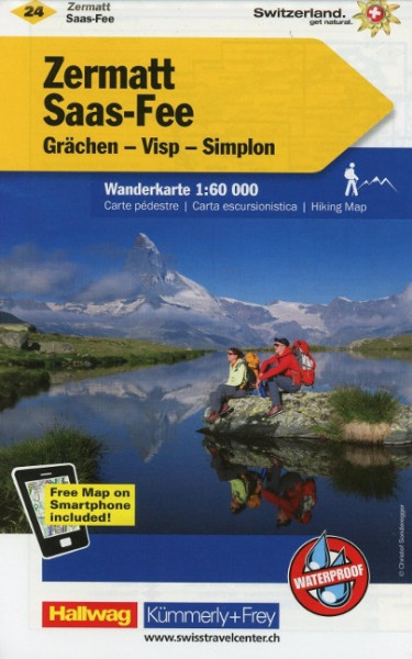 Zermatt - Saas Fee, Grächen, Visp, Simplon Wanderkarte Nr. 24