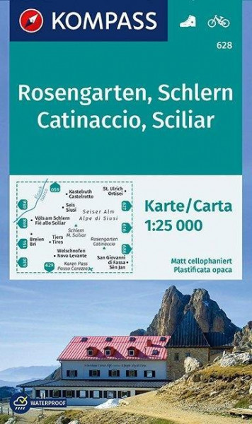 KOMPASS Wanderkarte Rosengarten, Schlern, Catinaccio, Sciliar 1:25 000