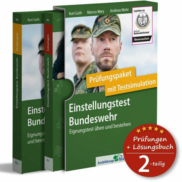 Einstellungstest Bundeswehr: Prüfungspaket mit Testsimulation: Über 1.200 Aufgaben mit Lösungsbuch: Sprache, Mathe, Wissen, Technik, Logik, Konzentration und mehr | Eignungstest üben und bestehen