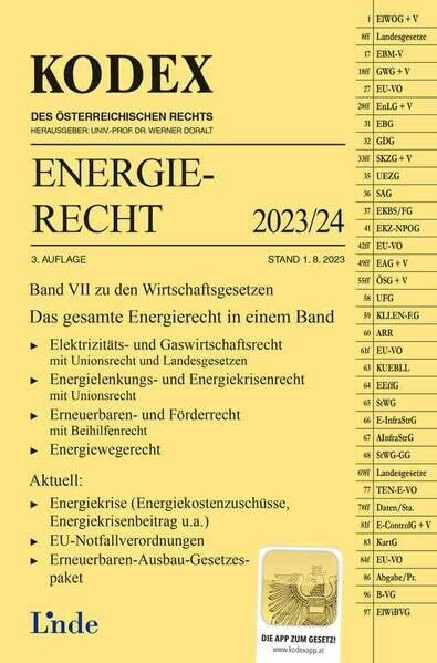 KODEX Energierecht 2023/24: Wirtschaftsgesetze Band VII (Kodex des Österreichischen Rechts)