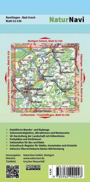 Reutlingen - Bad Urach 1 : 25 000, Blatt 52-538