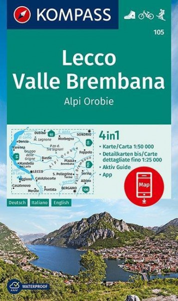 KOMPASS Wanderkarte Lecco, Valle Brembana, Alpi Orobie