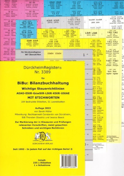 DürckheimRegister® BiBu-BILANZBUCHHALTUNG für SteuerRichtlinien mit Stichworten