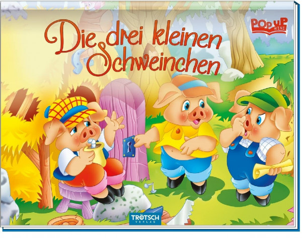 Trötsch Pop-up-Mini "Die drei kleinen Schweinchen": Wattierter Einband mit Glitzer