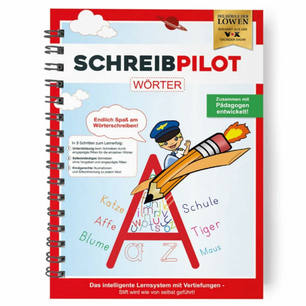 Schreibathlet Schreiblernheft mit vorgeprägten Wörtern – Übungsbuch mit patentierten Rillen zum Nachfahren – Von Lehrern & Pädagogen entwickelt – Schulkonform & mehrfach nutzbar