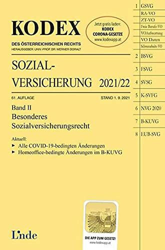 KODEX Sozialversicherung 2021/22, Band II (Kodex des Österreichischen Rechts)