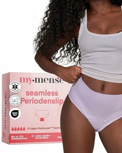 mymense Seamless Periodenslip Oleander in Flieder I Größe 38 I Periodenunterwäsche mit starker Saugkraft, ersetzt bis 5 Tampons & 12h Schutz I Ultradünn, auslaufsicher & nahtlos I Für Starke Tage