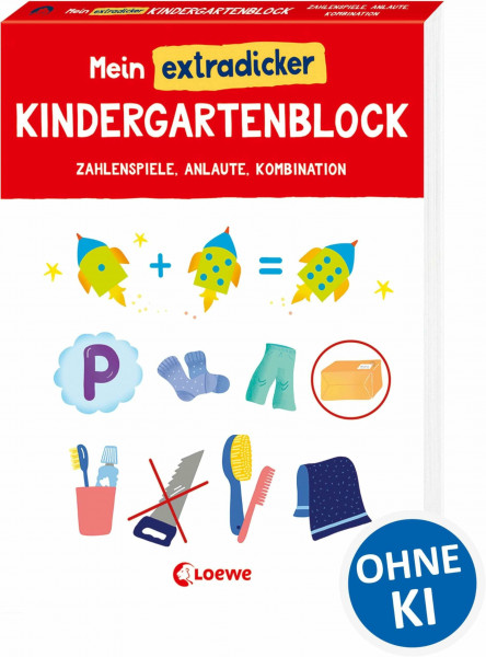 Mein extradicker Kindergartenblock: Lernblock ab 4 Jahren - Abwechslungsreiche Aufgaben zu ersten Zahlen, Anlauten und zum Kombinieren zur Vorbereitung auf die Vorschule