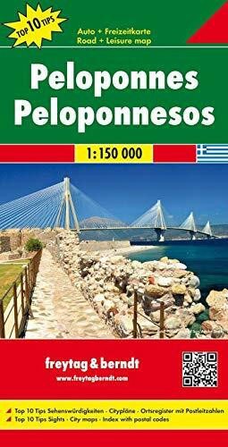 Peloponnes, Autokarte 1:150.000, Top 10 Tips (freytag & berndt Auto + Freizeitkarten)