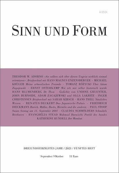 Sinn und Form 5/2021: Beiträge zur Literatur (Sinn und Form: Beiträge zur Literatur)